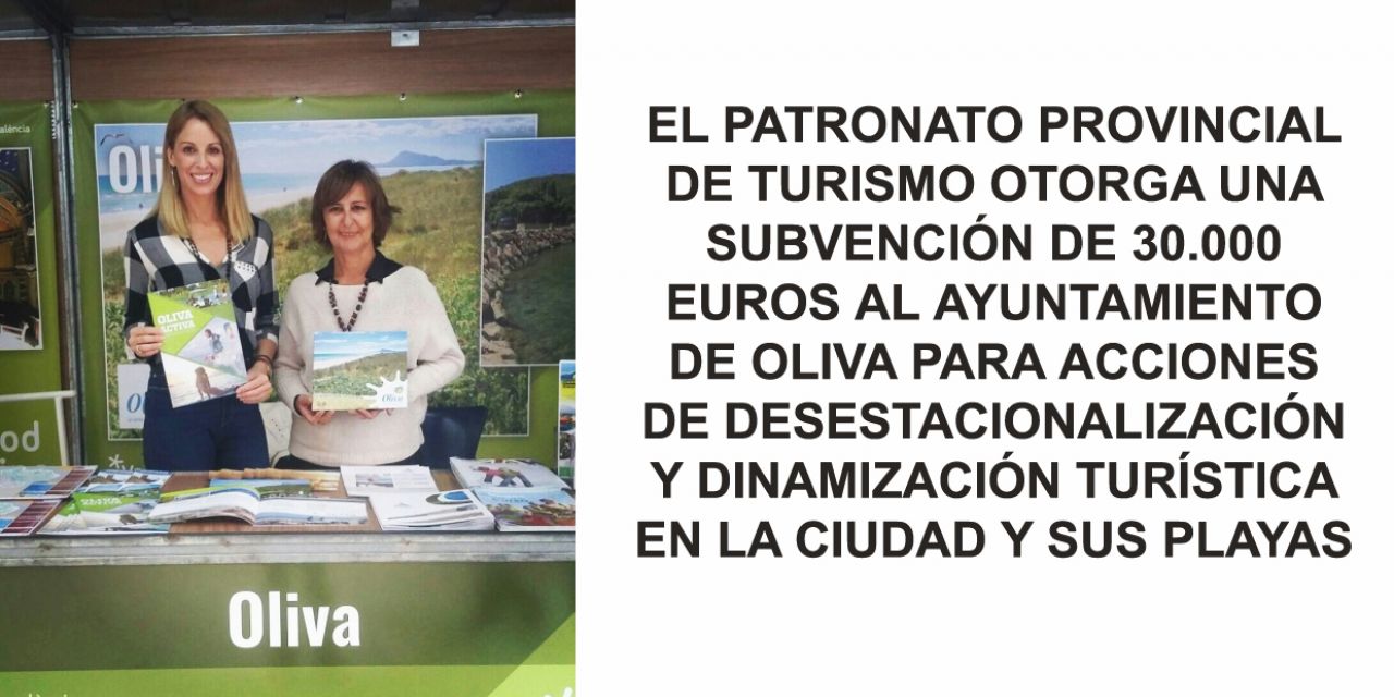  Oliva recibe una subvención de 30.000 euros del Patronato Provincial de Turismo para dinamizar el sector