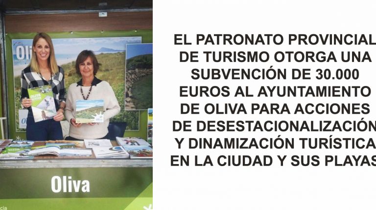 Oliva recibe una subvención de 30.000 euros del Patronato Provincial de Turismo para dinamizar el sector
