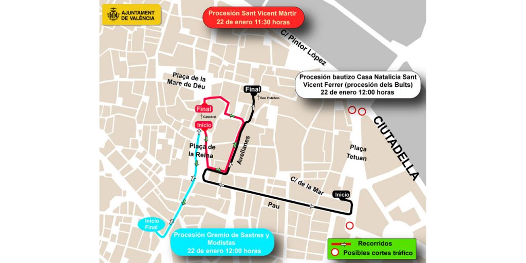  El Ayuntamiento prepara un dispositivo de tráfico con motivo de la fiesta de San Vicente Mártir 