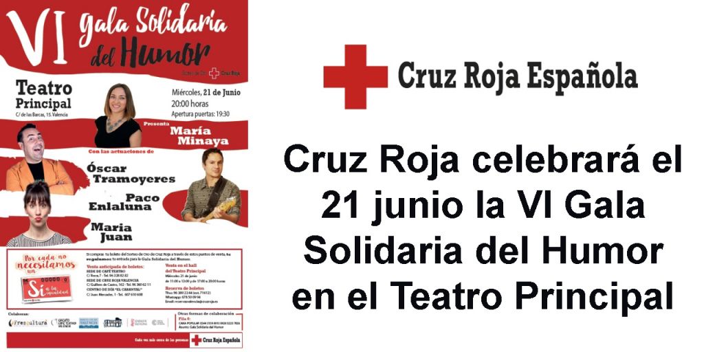  Cruz Roja celebrará el 21 junio la VI Gala Solidaria del Humor en el Teatro Principal